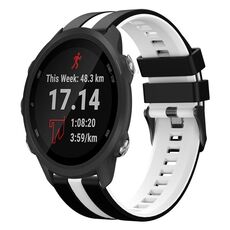 Per cinturino in silicone sportivo bicolore Garmin Forerunner 245 da 20 mm (nero + bianco)