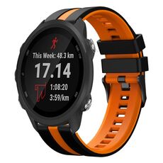 Per cinturino in silicone sportivo bicolore Garmin Forerunner 245 da 20 mm (nero + arancione)