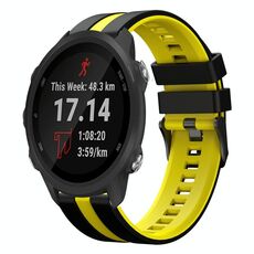 Per cinturino in silicone sportivo bicolore Garmin Forerunner 245 da 20 mm (nero + giallo)