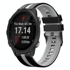Per cinturino in silicone sportivo bicolore Garmin Forerunner 245 da 20 mm (nero + grigio)