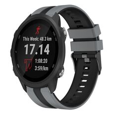 Per cinturino in silicone sportivo bicolore Garmin Forerunner 245 da 20 mm (grigio + nero)