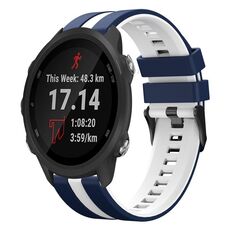 Per cinturino in silicone sportivo bicolore Garmin Forerunner 245 da 20 mm (blu + bianco)