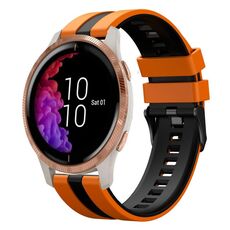 Per cinturino sportivo in silicone bicolore Garmin Venu da 20 mm (arancione + nero)