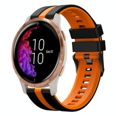 Per cinturino in silicone sportivo bicolore Garmin Venu da 20 mm (nero + arancione)