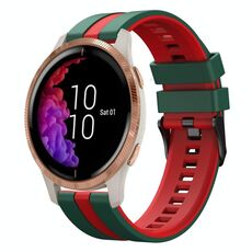 Per cinturino sportivo in silicone bicolore Garmin Venu da 20 mm (verde + rosso)