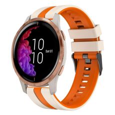 Per cinturino sportivo in silicone bicolore Garmin Venu da 20 mm (Starlight + arancione)
