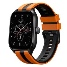 Per Amazfit GTS 4 cinturino sportivo in silicone bicolore da 20 mm (arancione + nero)