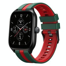 Per Amazfit GTS 4 cinturino sportivo in silicone bicolore da 20 mm (verde + rosso)