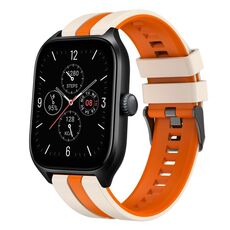 Per Amazfit GTS 4 cinturino sportivo in silicone bicolore da 20 mm (Starlight + arancione)