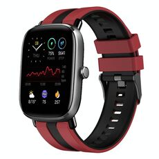 Per Amazfit GTS 4 Mini cinturino sportivo in silicone bicolore da 20 mm (rosso + nero)