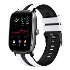 Per Amazfit GTS 4 Mini cinturino sportivo in silicone bicolore da 20 mm (bianco + nero)