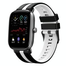 Per Amazfit GTS 4 Mini cinturino sportivo in silicone bicolore da 20 mm (nero + bianco)