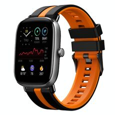 Per Amazfit GTS 4 Mini cinturino sportivo in silicone bicolore da 20 mm (nero + arancione)