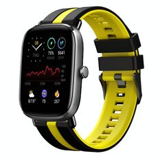 Per Amazfit GTS 4 Mini cinturino sportivo in silicone bicolore da 20 mm (nero + giallo)