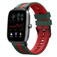 Per Amazfit GTS 4 Mini cinturino sportivo in silicone bicolore da 20 mm (verde + rosso)