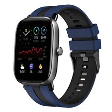 Per Amazfit GTS 4 Mini cinturino sportivo in silicone bicolore da 20 mm (blu + nero)