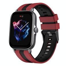 Per Amazfit GTS 3 cinturino sportivo in silicone bicolore da 20 mm (rosso + nero)