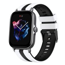 Per Amazfit GTS 3 20mm Cinturino sportivo in silicone bicolore (bianco+nero)