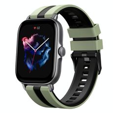 Per Amazfit GTS 3 cinturino sportivo in silicone bicolore da 20 mm (verde chiaro + nero)