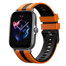 Per Amazfit GTS 3 cinturino sportivo in silicone bicolore da 20 mm (arancione + nero)
