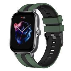 Per Amazfit GTS 3 cinturino sportivo in silicone bicolore da 20 mm (verde oliva + nero)