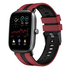 Per Amazfit GTS 2 Mini cinturino sportivo in silicone bicolore da 20 mm (rosso + nero)