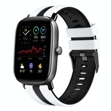 Per Amazfit GTS 2 Mini cinturino sportivo in silicone bicolore da 20 mm (bianco + nero)