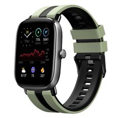 Per Amazfit GTS 2 Mini cinturino sportivo in silicone bicolore da 20 mm (verde chiaro + nero)