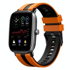 Per Amazfit GTS 2 Mini cinturino sportivo in silicone bicolore da 20 mm (arancione + nero)