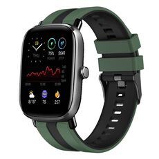 Per Amazfit GTS 2 Mini cinturino sportivo in silicone bicolore da 20 mm (verde oliva + nero)