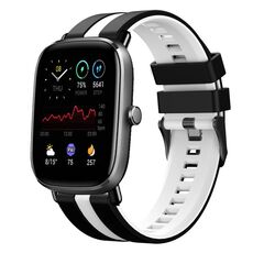 Per Amazfit GTS 2 Mini cinturino sportivo in silicone bicolore da 20 mm (nero + bianco)