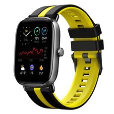 Per Amazfit GTS 2 Mini cinturino sportivo in silicone bicolore da 20 mm (nero + giallo)