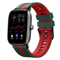 Per Amazfit GTS 2 Mini 20mm Cinturino sportivo in silicone bicolore (verde+rosso)