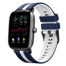 Per Amazfit GTS 2 Mini 20mm Cinturino sportivo in silicone bicolore (blu+bianco)