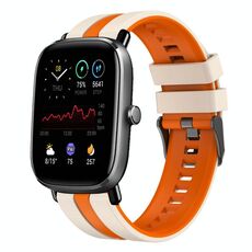Per Amazfit GTS 2 Mini cinturino sportivo in silicone bicolore da 20 mm (Starlight + arancione)