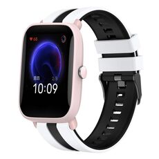 Per cinturino sportivo in silicone bicolore Amazfit Pop Pro da 20 mm (bianco + nero)