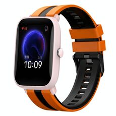 Per cinturino sportivo in silicone bicolore Amazfit Pop Pro da 20 mm (arancione + nero)