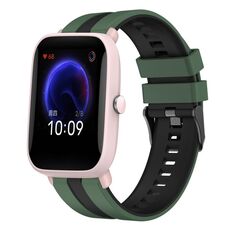 Per cinturino sportivo in silicone bicolore Amazfit Pop Pro da 20 mm (verde oliva + nero)