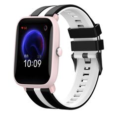 Per Amazfit Pop Pro 20mm Cinturino sportivo in silicone bicolore (nero+bianco)