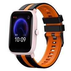 Per cinturino sportivo in silicone bicolore Amazfit Pop Pro da 20 mm (nero + arancione)