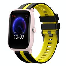 Per Amazfit Pop Pro 20mm Cinturino sportivo in silicone bicolore (nero+giallo)