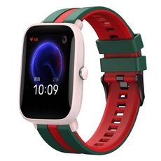 Per cinturino sportivo in silicone bicolore Amazfit Pop Pro da 20 mm (verde + rosso)