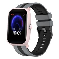 Per cinturino sportivo in silicone bicolore Amazfit Pop Pro da 20 mm (grigio + nero)