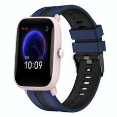 Per cinturino sportivo in silicone bicolore Amazfit Pop Pro da 20 mm (blu + nero)