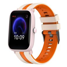 Per cinturino sportivo in silicone bicolore Amazfit Pop Pro da 20 mm (Starlight + arancione)