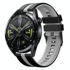 Per Amazfit GTR 2 22mm Cinturino sportivo in silicone bicolore (nero+grigio)