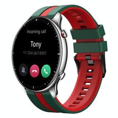 Per Amazfit GTR 2 22mm cinturino sportivo in silicone bicolore (verde + rosso)