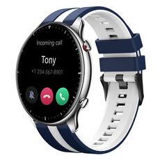 Per cinturino sportivo in silicone bicolore Amazfit GTR 2 da 22 mm (blu + bianco)
