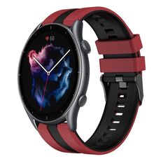 Per cinturino sportivo in silicone bicolore Amazfit 3 22mm (rosso + nero)