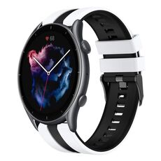 Per cinturino sportivo in silicone bicolore Amazfit 3 22mm (bianco + nero)